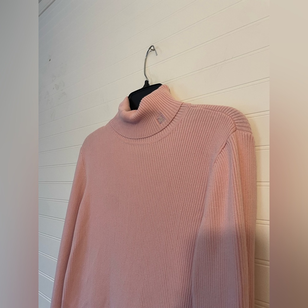 Ralph Lauren Pink Turtleneck Sweater Size Large 100% Cotton Vintage - Picture 2 of 6